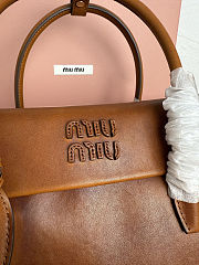 Miu Miu Solitaire Leather Tote Bag in Brown 23cm - 4