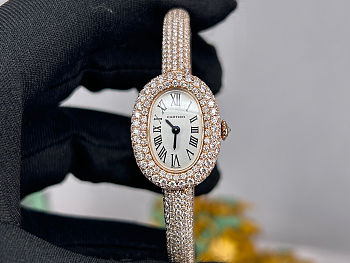 Cartier Baignoire Mini Model White Gold Diamond Watch 18.7mm