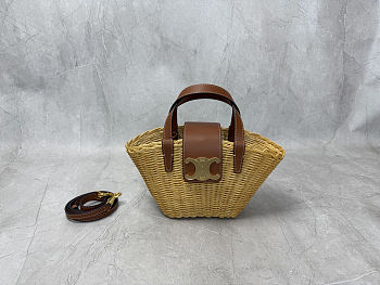 CELINE Teen Couffin in Wicker and Natural Calfskin 32x14x7cm