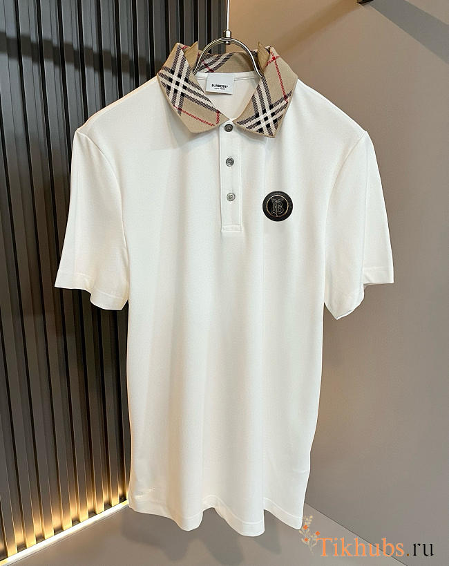 Burberry Check Collar Cotton Polo Shirt - 1
