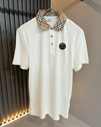 Burberry Check Collar Cotton Polo Shirt