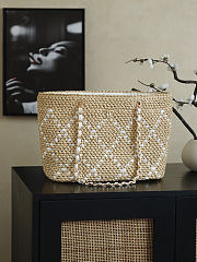 CHANEL Large Braided raffia Beige & Ecru Tote Bag 32×23×14cm - 1