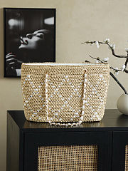 CHANEL Large Braided raffia Beige & Ecru Tote Bag 32×23×14cm - 2