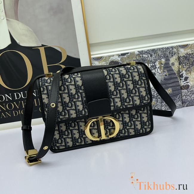 Dior Small 30 Montaigne Bag Blue Oblique Jacquard 24x16x6cm - 1