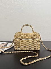 Chanel Braided Rattan Vanity Case Tan Rattan Gold 20x11x12cm - 3