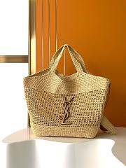 Saint Laurent Women's Natural Icare Maxi Raffia Tote Bag 37-55x43x5cm - 1