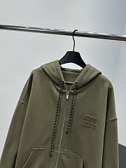 Miu Miu Forest Green Garment-dyed Hoodie Jacket  - 6