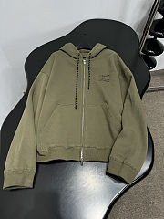 Miu Miu Forest Green Garment-dyed Hoodie Jacket  - 4