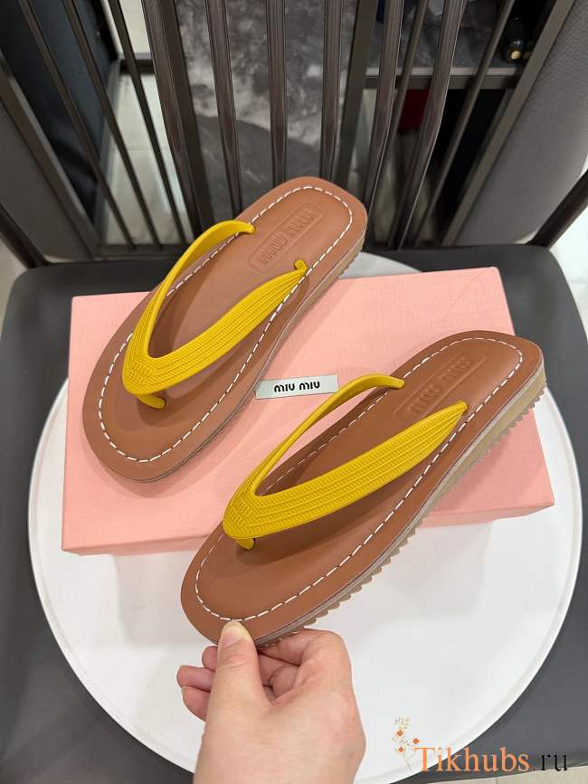 Miu Miu Yellow Thong Sandals  - 1