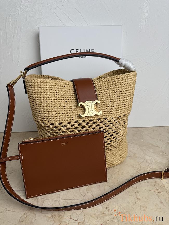 Celine Medium Louise Rafia Bucket Bag 28x24x16 - 1