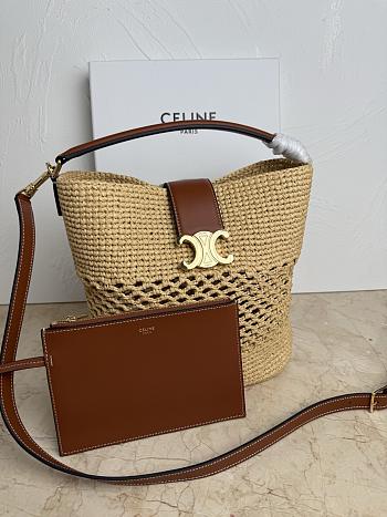 Celine Medium Louise Rafia Bucket Bag 28x24x16