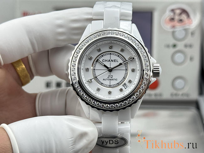 Chanel J12 Diamond Bezel Automatic – White Ceramic Watch  - 1