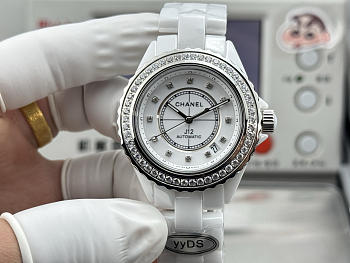 Chanel J12 Diamond Bezel Automatic – White Ceramic Watch 