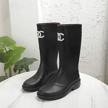 Chanel High Rubber Rain Black Boots