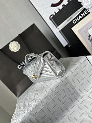Chanel Chevron Clutch Metallic Silver 10x26x5cm - 5