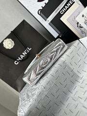 Chanel Chevron Clutch Metallic Silver 10x26x5cm - 4