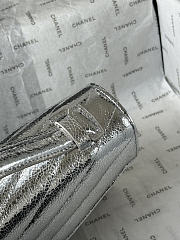 Chanel Chevron Clutch Metallic Silver 10x26x5cm - 3