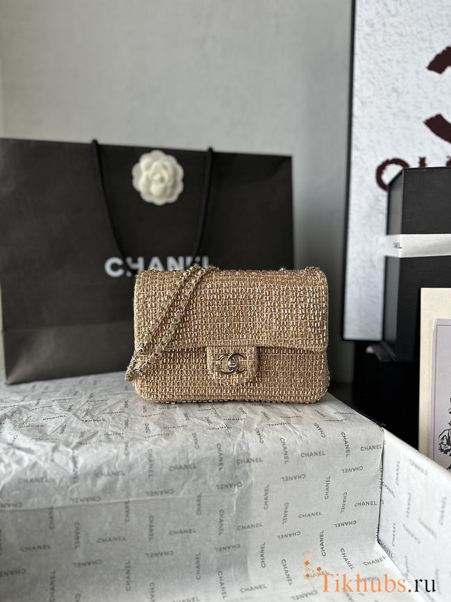Chanel Tweed & Gold-Tone Metal Mini Classic Handbag 21cm - 1