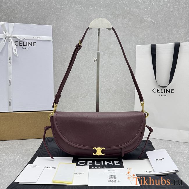 Celine Little Halfmoon Soft Triomphe in Supple Shiny Lambskin 25x13x5cm - 1