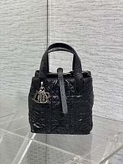 Dior Toujours Vertical Tote Bag Black Macrocannage Crinkled Calfskin 16x12x18cm - 1