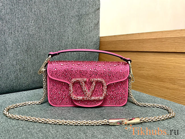 Valentino Pink Crystal EmbellishedSmall Loco Bag 27x13x6cm - 1