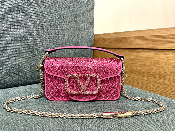 Valentino Pink Crystal EmbellishedSmall Loco Bag 27x13x6cm