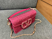 Valentino Pink Crystal EmbellishedSmall Loco Bag 27x13x6cm - 5