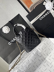 Chanel Suede Shiny Lambskin Quilted Top Handle Clutch 18x17x6cm - 3
