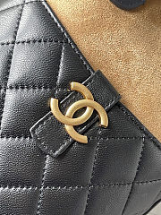 Chanel Suede Shiny Lambskin Quilted Top Handle Clutch 18x17x6cm - 2