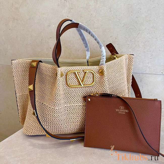 Valentino Garavani Medium Summer Raffia Tote 35x25x17cm. - 1