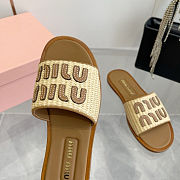 Miu Miu Raffia Slide Sandals - 5