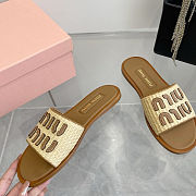 Miu Miu Raffia Slide Sandals - 4