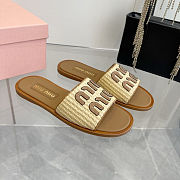 Miu Miu Raffia Slide Sandals - 3