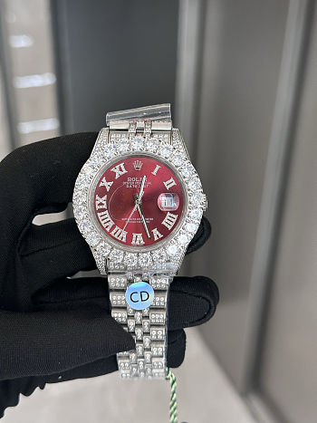 Rolex Datejust 36mm Red Diamond Dial Jubilee Bracelet 13.00 CT
