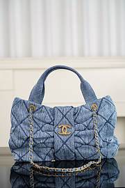 Chanel Washed Denim Quilted Mini Bow Bag Blue 29x38x5cm - 1