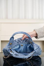Chanel Washed Denim Quilted Mini Bow Bag Blue 29x38x5cm - 3