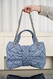 Chanel Washed Denim Quilted Mini Bow Bag Blue 29x38x5cm - 2