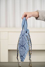Chanel Washed Denim Quilted Mini Bow Bag Blue 29x38x5cm - 4