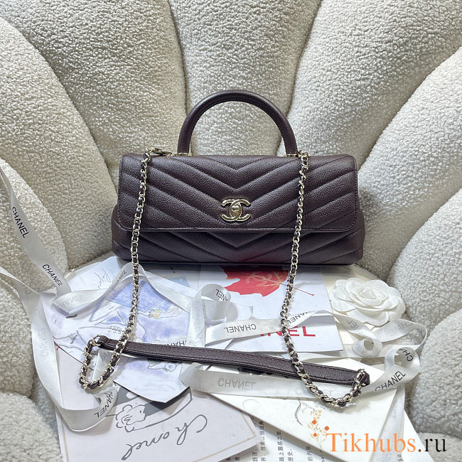 Chanel Maxi Coco Handle Long Chevron Flap Bag 32cm - 1