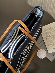 Chanel Blue/White Striped Denim CC Large Shopping Tote Bag 30x22x14cm - 4