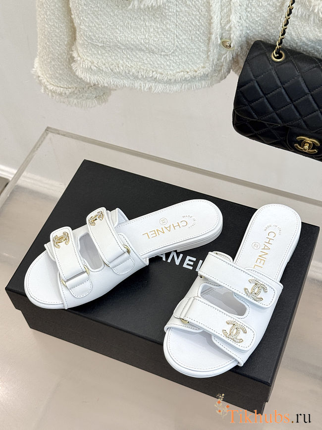 Chanel Quilted Velcro Strap Slide Sandals - 1