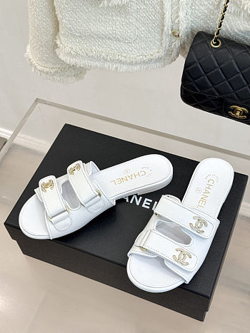 Chanel Quilted Velcro Strap Slide Sandals