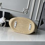 Chanel Large Shopping Tote Bag Beige Raffia and White Lambskin Light Gold Hardware 26×54×18cm - 3