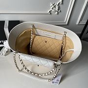 Chanel Large Shopping Tote Bag Beige Raffia and White Lambskin Light Gold Hardware 26×54×18cm - 4