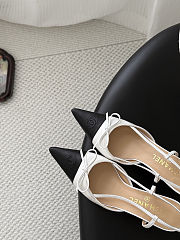 Chanel White & Black CC Bow Slingback Heels. - 4
