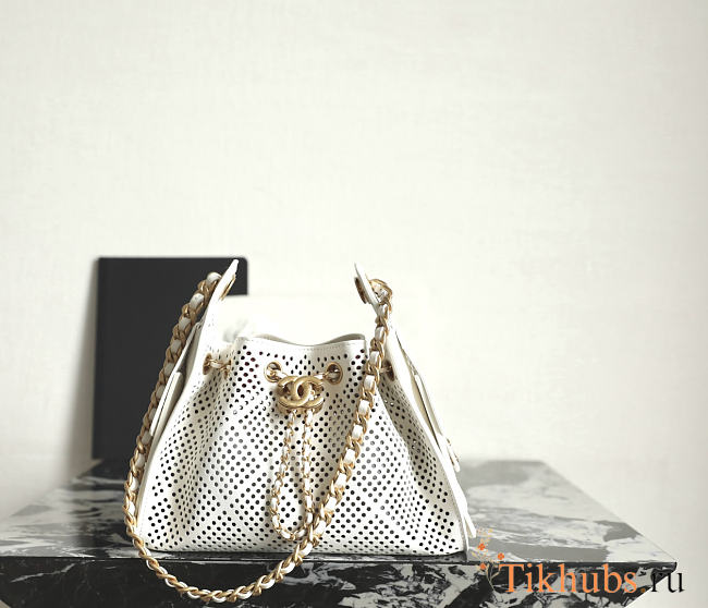 Chanel 25 Mini Handbag Perforated Calfskin & Gold-Tone Metal 20 x 22 x 12.5cm - 1