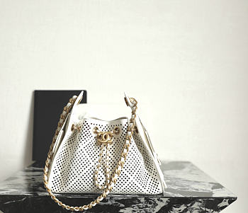 Chanel 25 Mini Handbag Perforated Calfskin & Gold-Tone Metal 20 x 22 x 12.5cm
