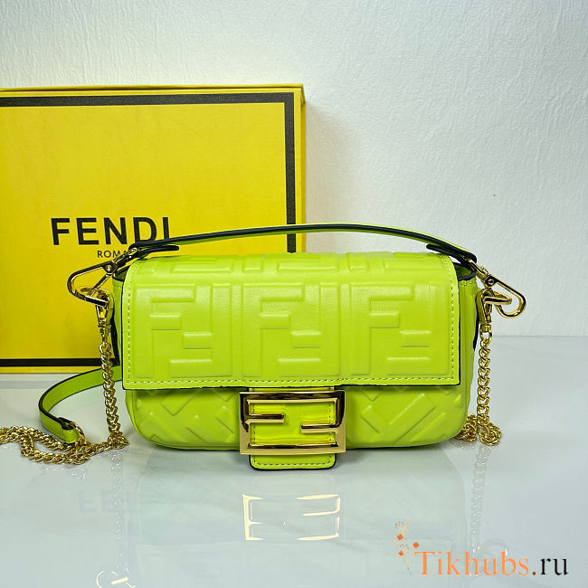 Fendi Mini Baguette Crossbody Neon Green Bag - 1