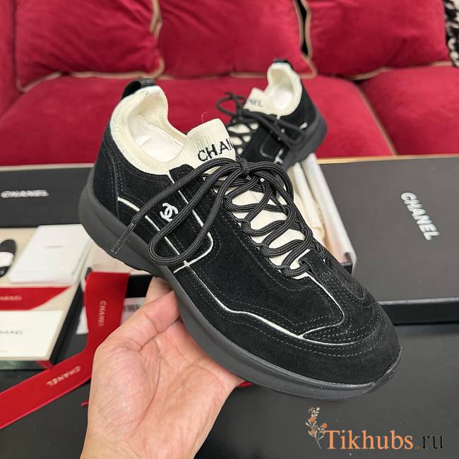 Chanel Sneakers - Velvet calfskin & mixed fibers, black & white. - 1