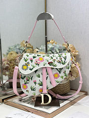 Dior Small Saddle Bag with multicolor Daisy Garden embroidery 25.5×20×6.5cm - 1